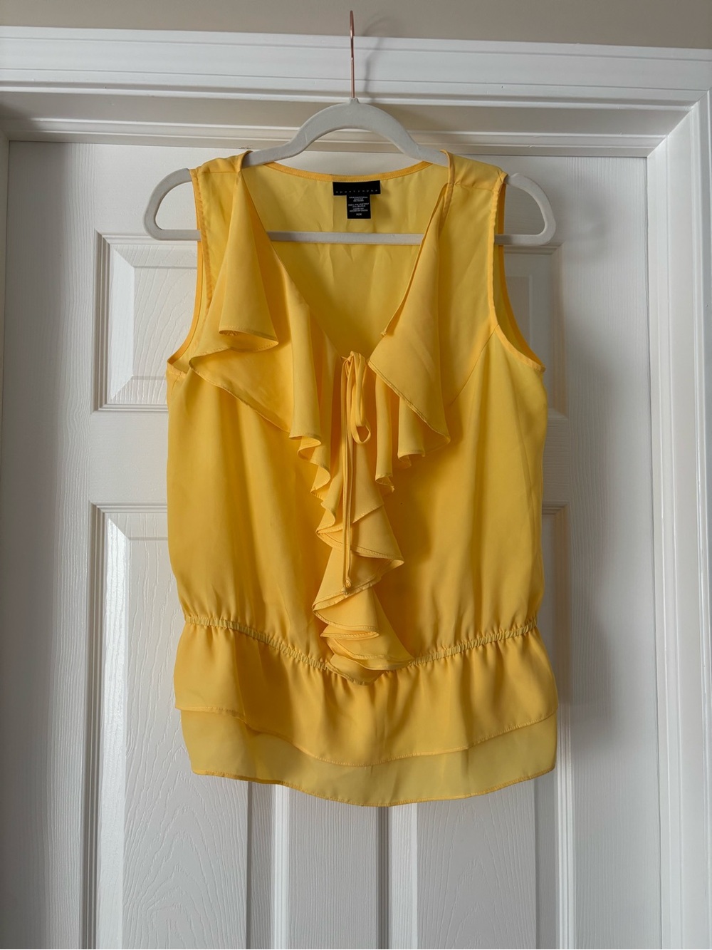 Apostrophe Bright Yellow Ruffle Front Sleeveless Camisole
